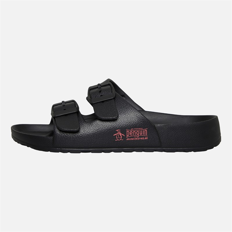 Original Penguin Womens Eden Double Buckle Sandals Black