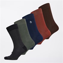 Original Penguin Mens Five Pack Socks Navy/Khaki