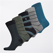 Original Penguin Mens Five Pack Socks Black/Grey