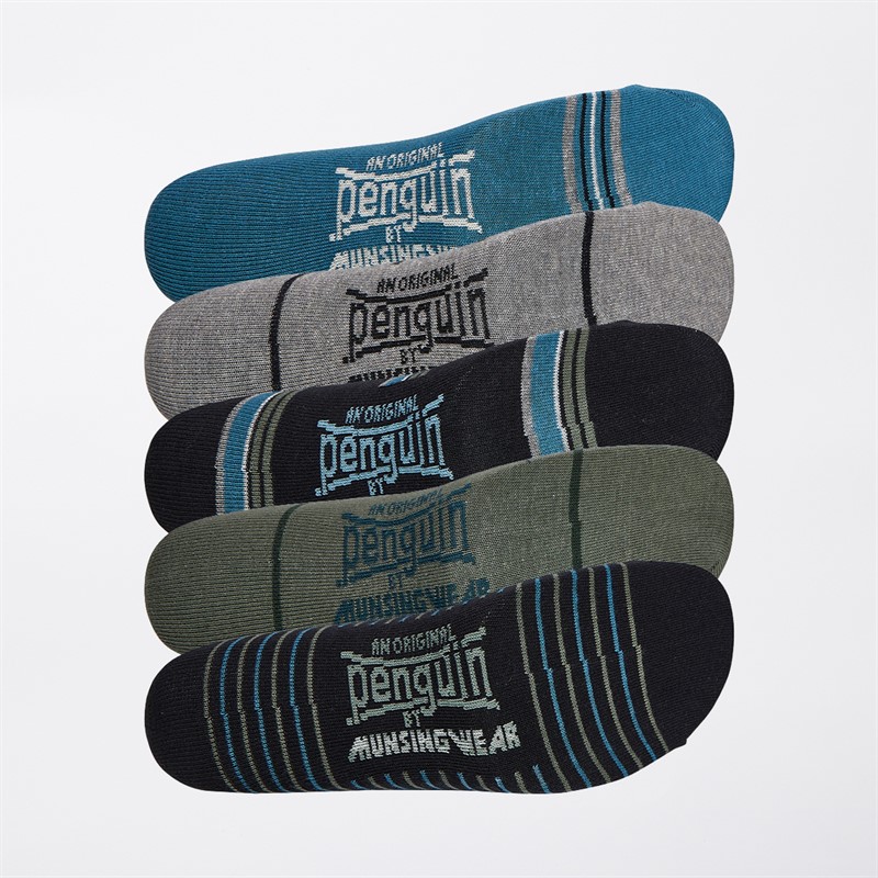 Original Penguin Mens Five Pack Socks Black/Grey
