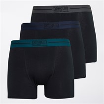 Original Penguin Mens Three Pack Penguin Trunks Black/Grey