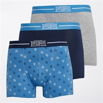 Original Penguin Mens Three Pack Penguin Trunks Aop Pete/Navy