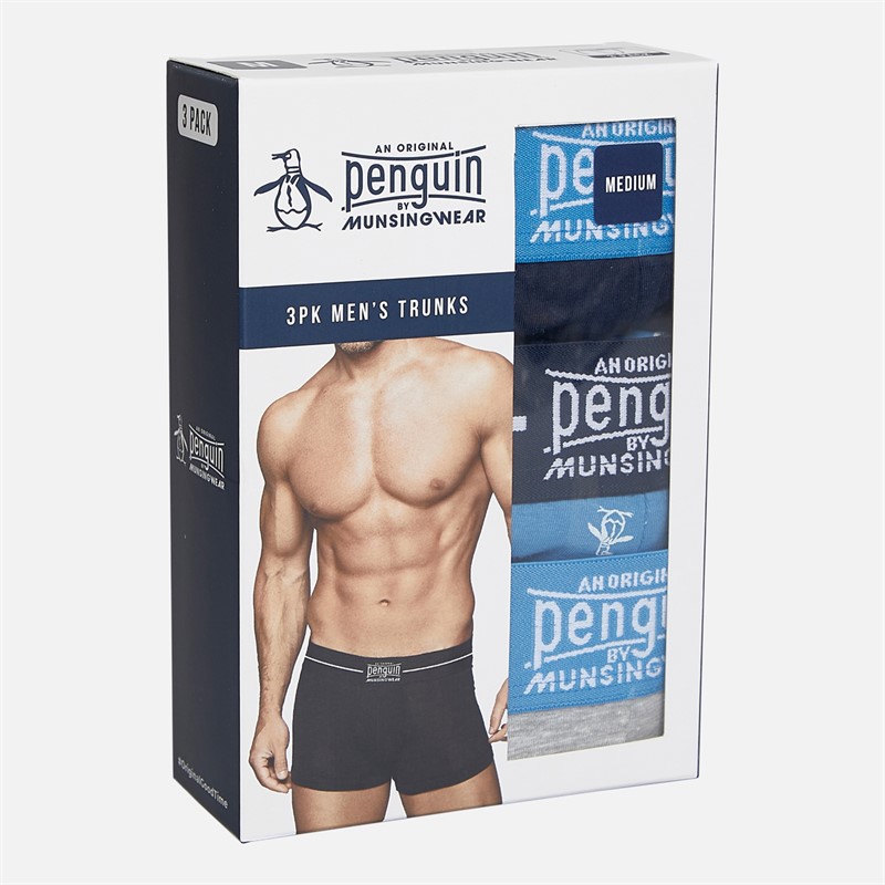 Original Penguin Mens Three Pack Penguin Trunks Aop Pete/Navy