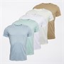 Original Penguin Mens Five Pack T-Shirts Stone/Aqua/Ivory/Light Blue/White