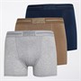 Original Penguin Mens Three Pack Penguin Trunks Oat/Navy/Grey