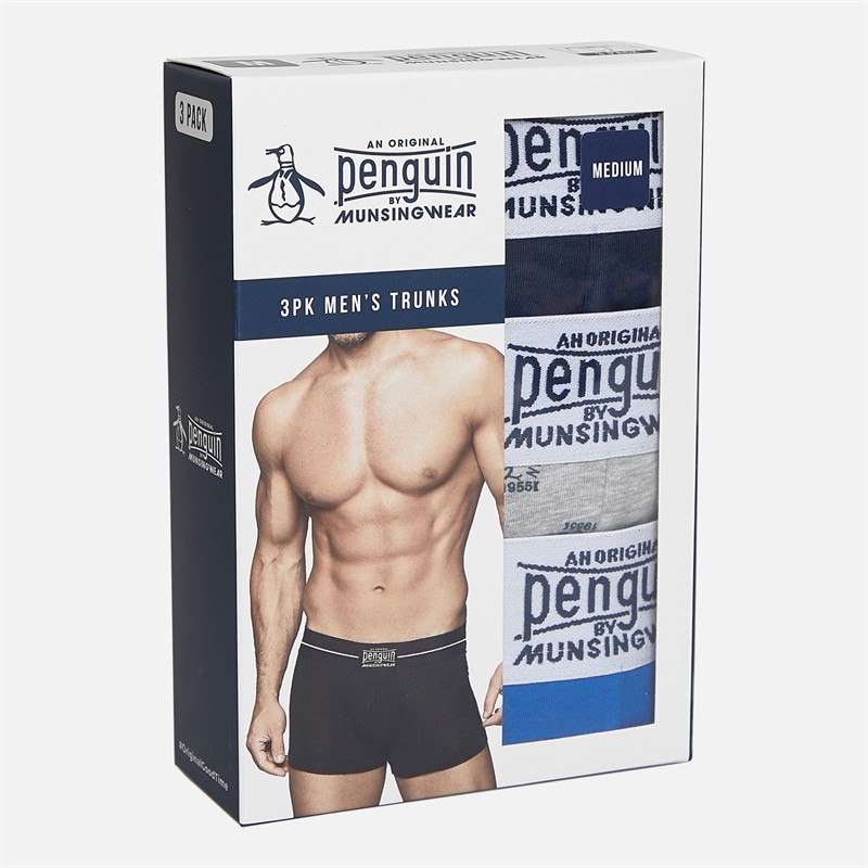 Original Penguin Mens Three Pack Penguin Trunks Navy