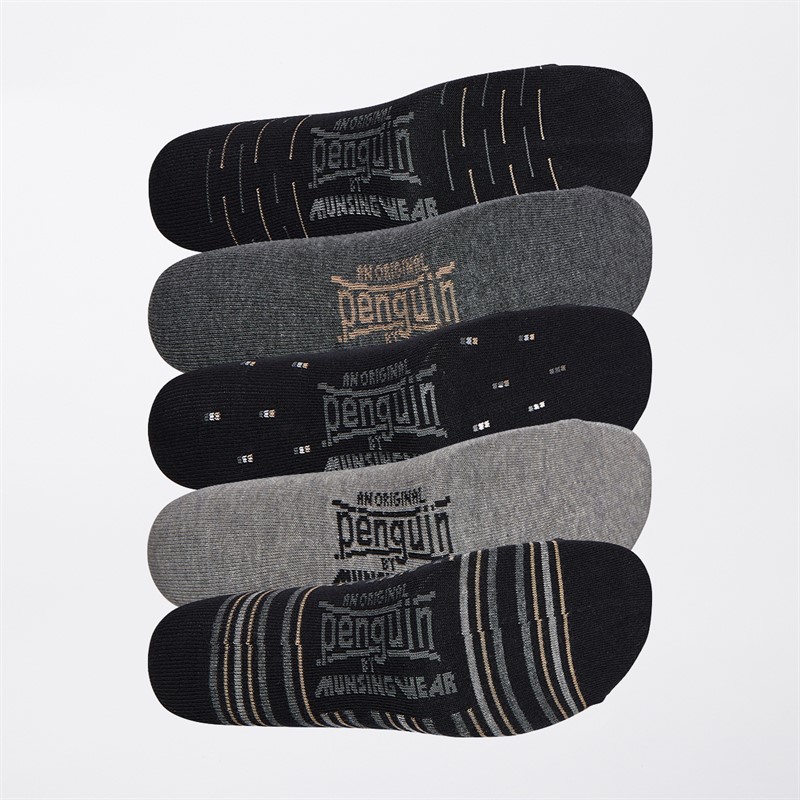 Original Penguin Mens Five Pack Socks Black/Grey