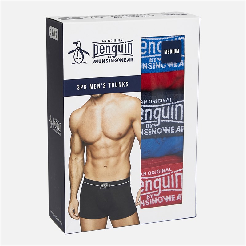 Original Penguin Mens Three Pack Penguin Boxers Red/Blue