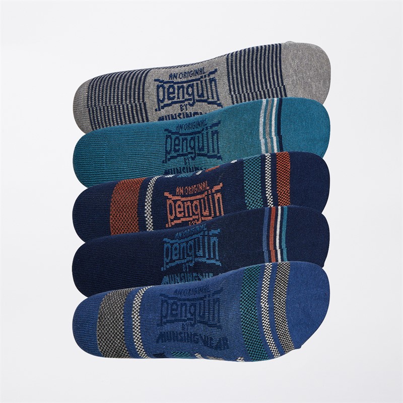 Original Penguin Mens Five Pack Socks Navy/Grey