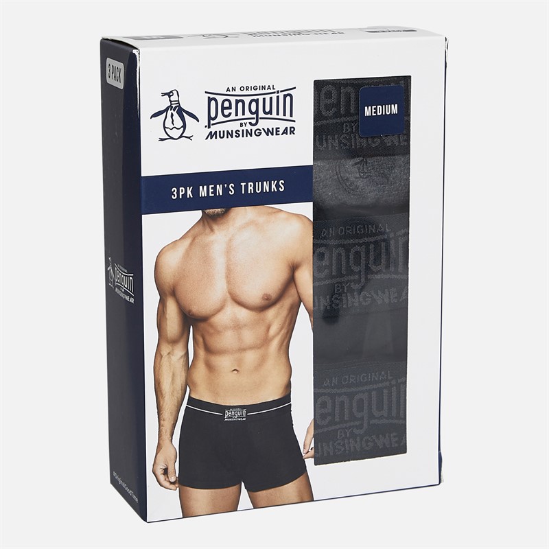 Original Penguin Mens Three Pack Penguin Trunks Circle/Stripe/Mono