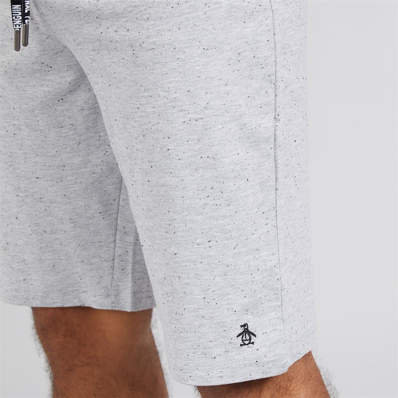 Original Penguin Mens Nepped Jersey Lounge Shorts Grey Marl/Black