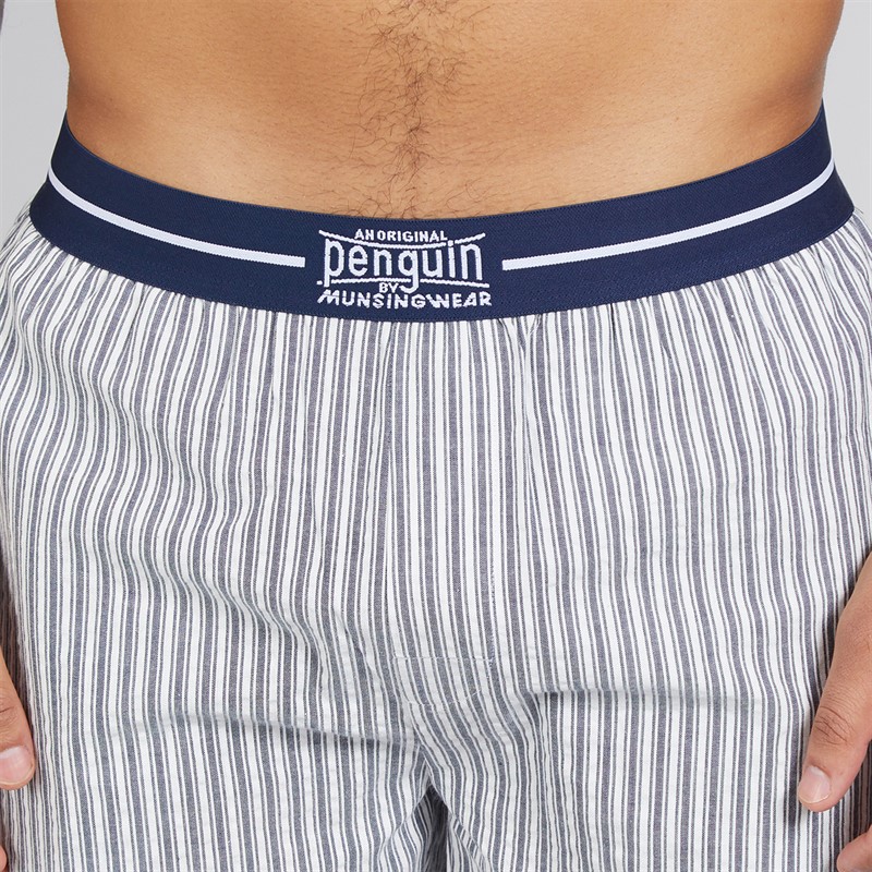 Original Penguin Mens Woven Stripe Lounge Shorts Navy/White