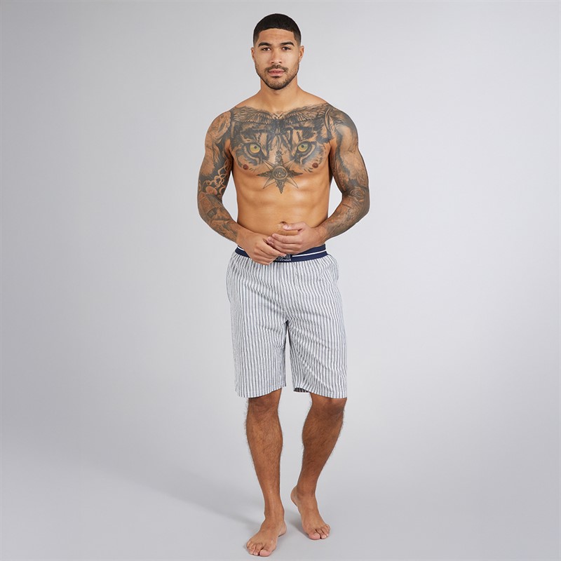 Original Penguin Mens Woven Stripe Lounge Shorts Navy/White