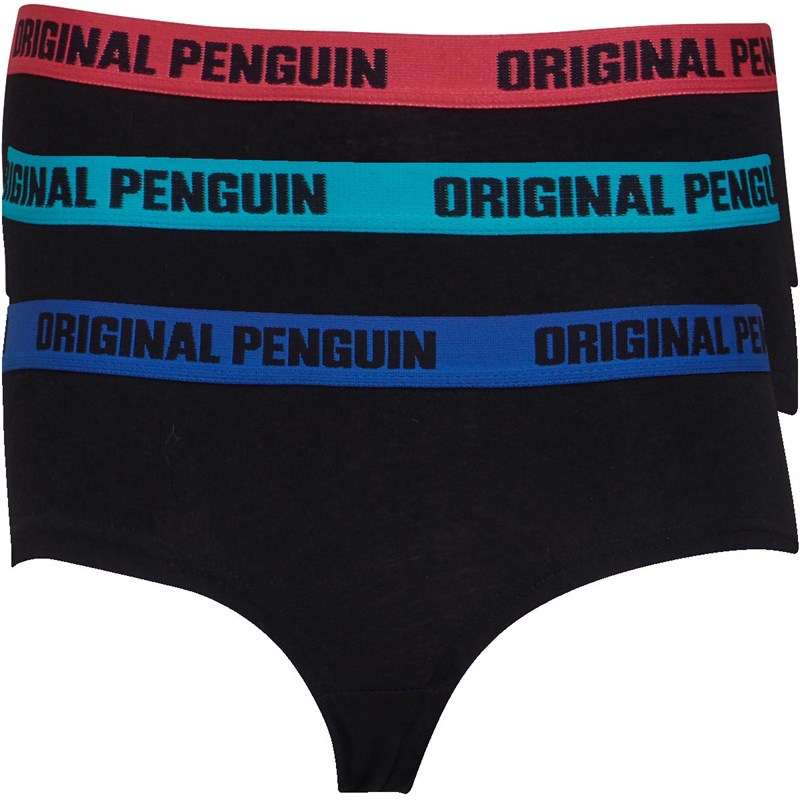 Image of Original Penguin Womens Three Pack Core Shorts Black