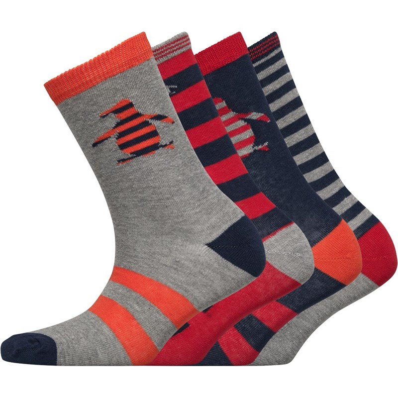 Buy Original Penguin Boys Four Pack Socks Gift Box Navy/Red