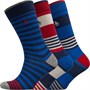 Original Penguin Mens Three Pack Design Nautical Block Stripe Socks Red