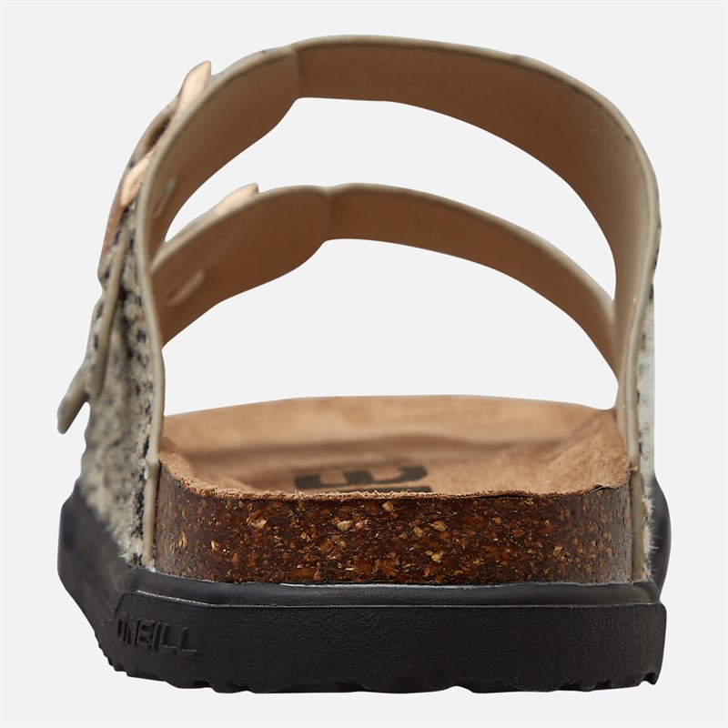 O'Neill Girls Junior Haleiwa Double Buckle Sliders Leopard