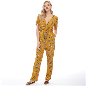 Only You Dames Elva Wrap Jumpsuit Mosterdgeel only you kopen in de aanbieding