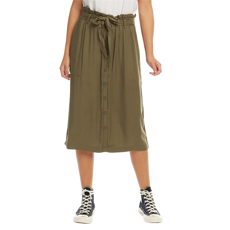 Buy Only You Womens Rossa Paperbag Woven Midi Skirt Beech