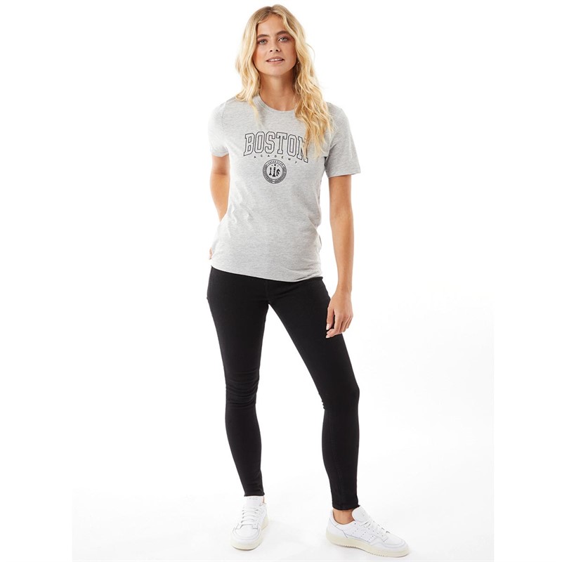 Only Womens Onlacademy T-Shirt Light Grey Melange