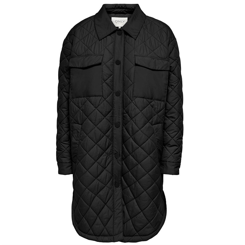 Only Dame Onltalia Quilt Shacket OTW Vatteret Sort