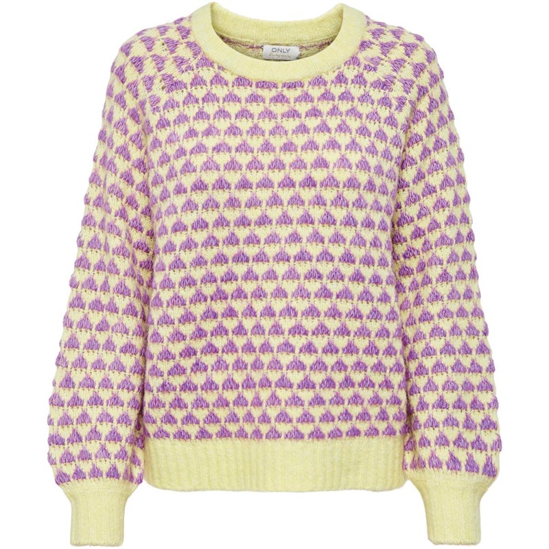 Only Pull à Col Ras-du-Cou Onlvilla ZL Pullover Knt Femme Multicolore