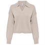 Only Pull à Col V Onleva ZL Splitneck Pullover CC Knt Femme Beige Clair