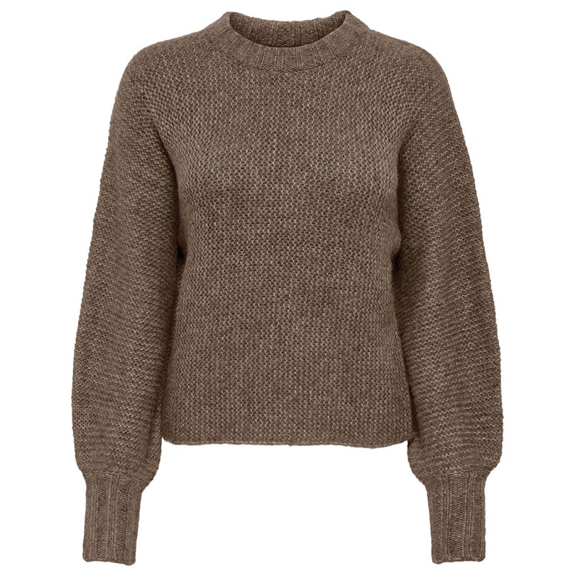 Only Pull à Col Ras-du-Cou Onltina ZL Bat Wool Pullover CC Femme Marron