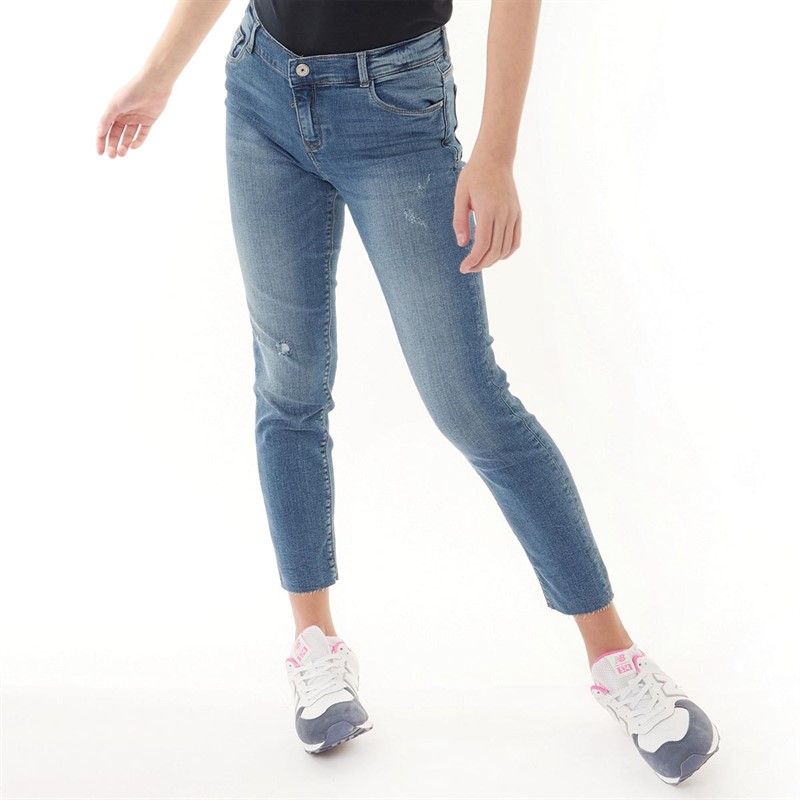 Only Girls Emily Raw Jeans Light Blue Denim