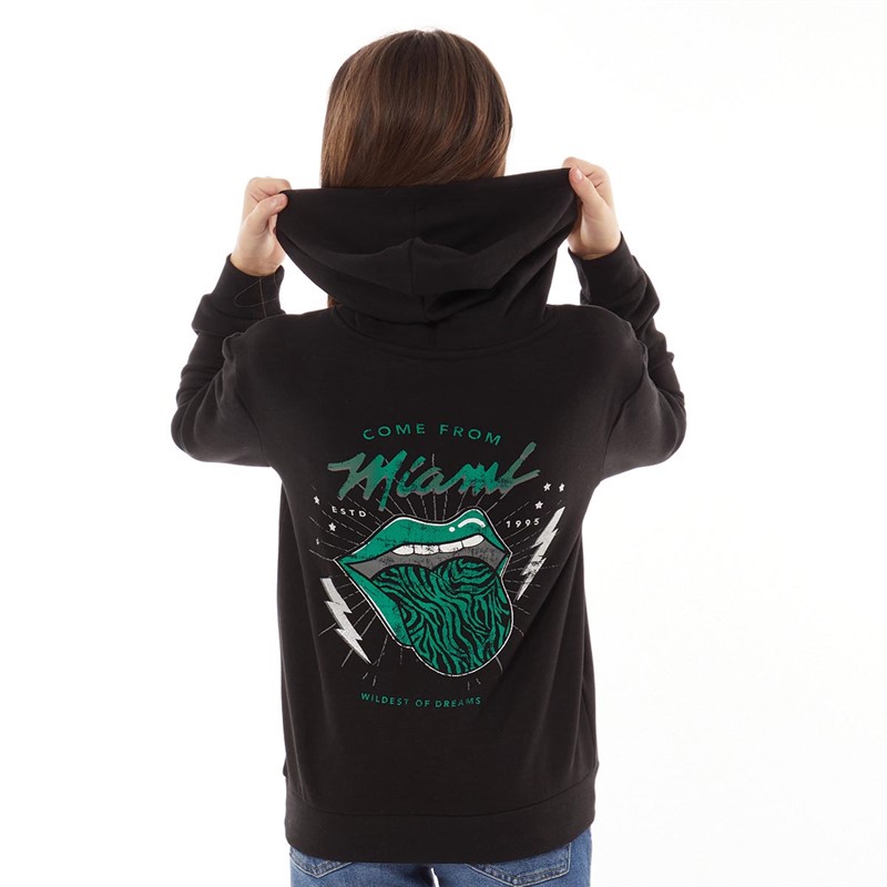 Only Girls Kogjohanne Hoodie Black/Lush Meadow Zebra Mouth