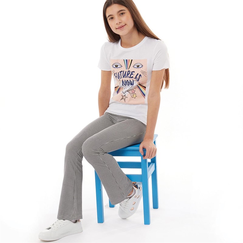 Only Girls Kogpaige Flared AOP Trousers Black/Black