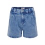 Only Girls Saint Chino Denim Pleat Shorts Medium Blue Denim