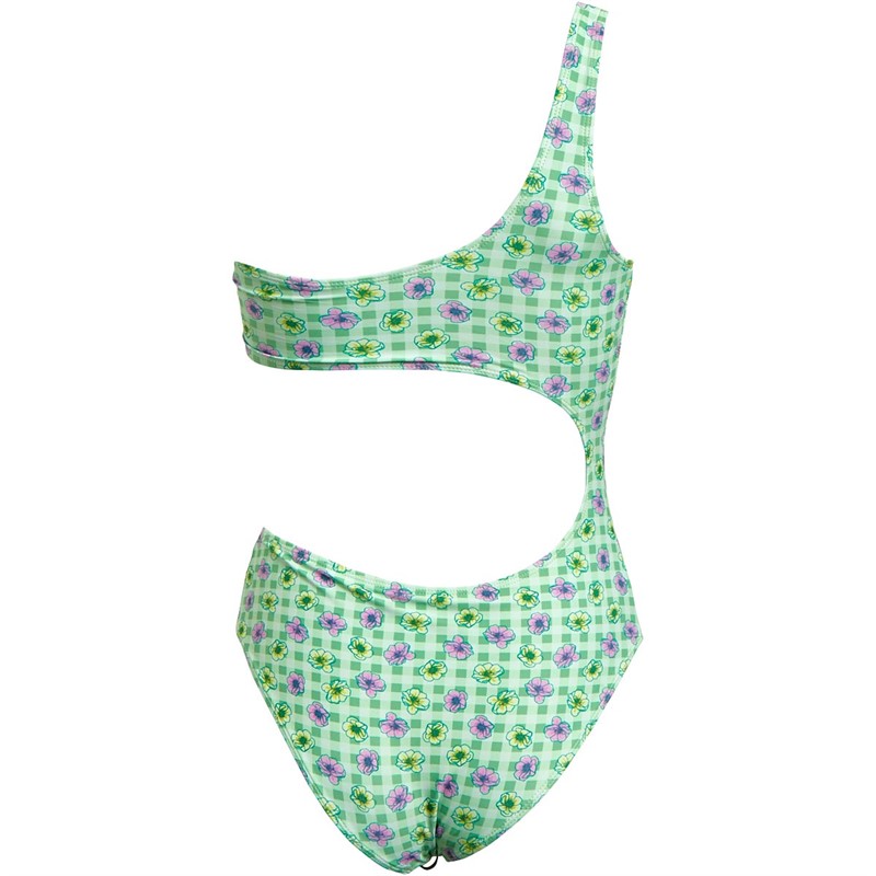Only Womens Barbara One Shoulder Swimsuit Paradise Green