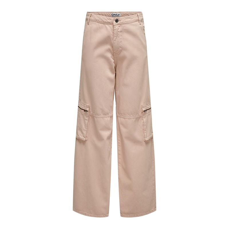 Only Pantalon cargo zippé Analin Femme Rose Fumé