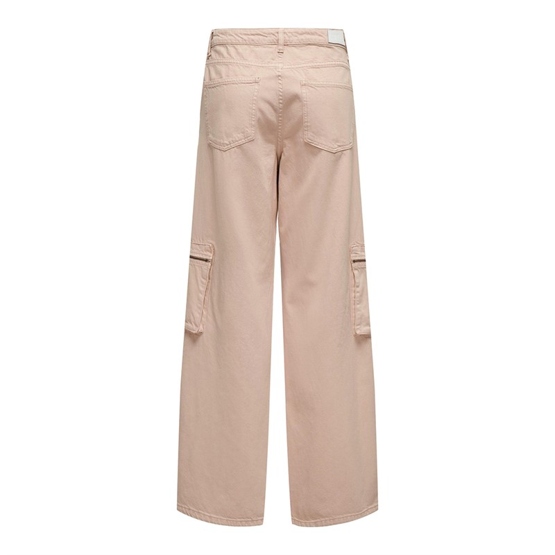 Only Pantalon cargo zippé Analin Femme Rose Fumé