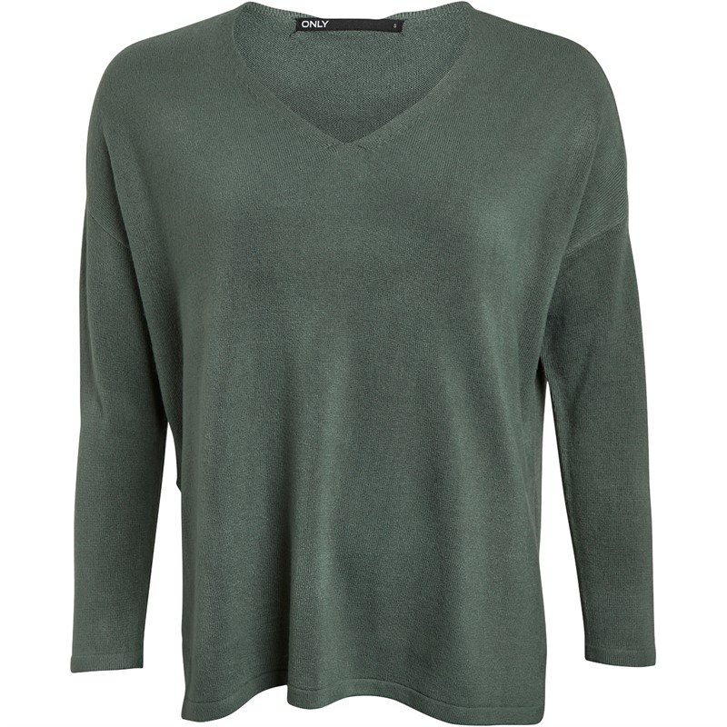 Only Womens Amalia V-Neck Jumper Balsam Green