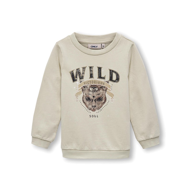 Only Sweatshirts Lucinda Animal Head Box Fille Ecru