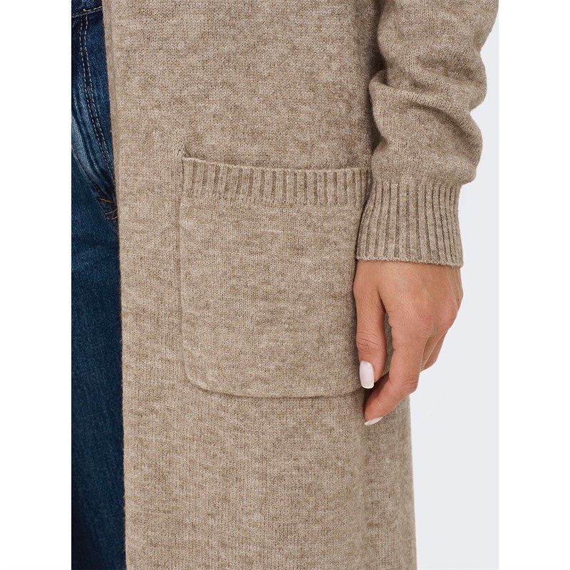 Only Womens Lesly Long Cardigan Beige