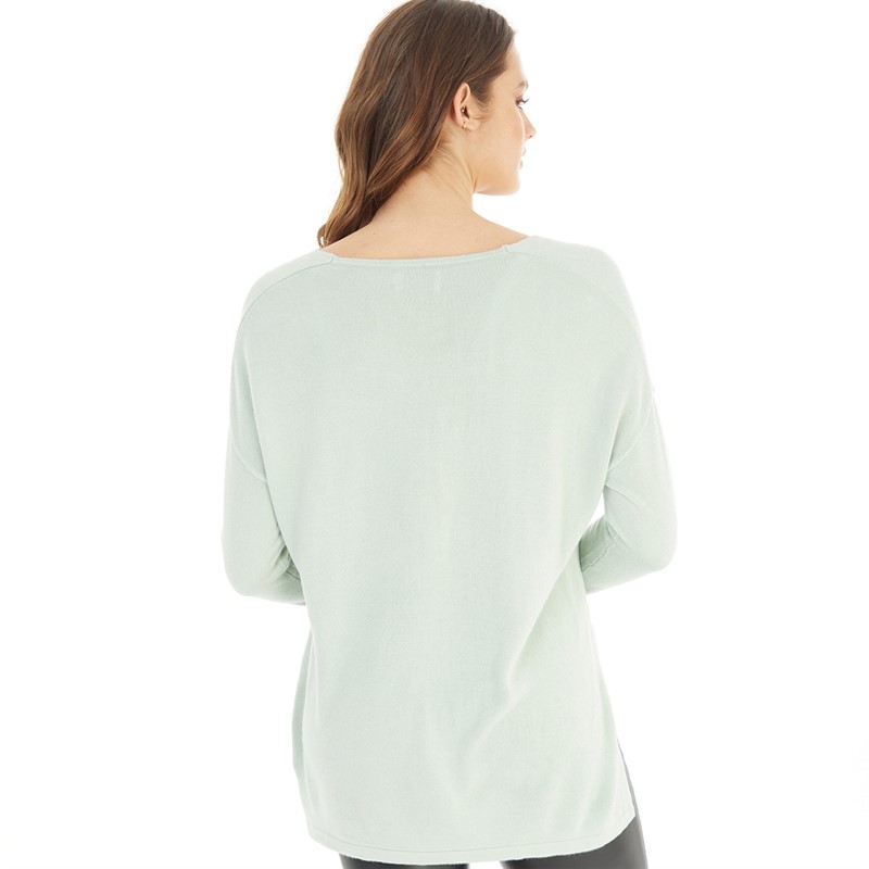 Only Womens Amalia V-Neck Knitted Jumper Harbor Gray