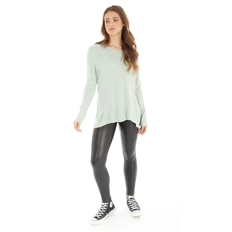 Only Womens Amalia V-Neck Knitted Jumper Harbor Gray