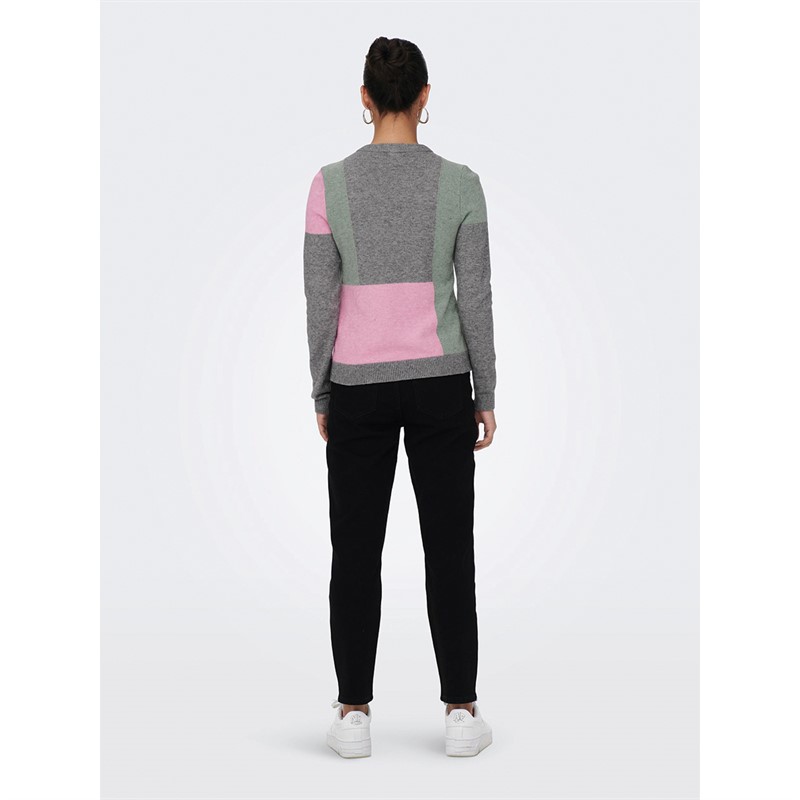 Only Damen Block Pullover Grau