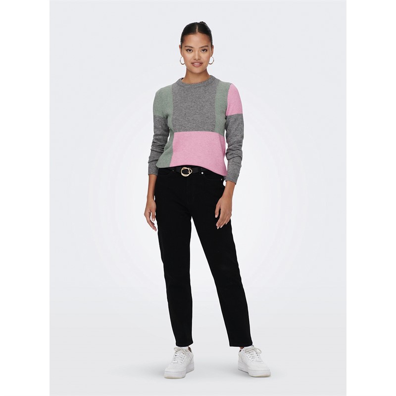 Only Damen Block Pullover Grau