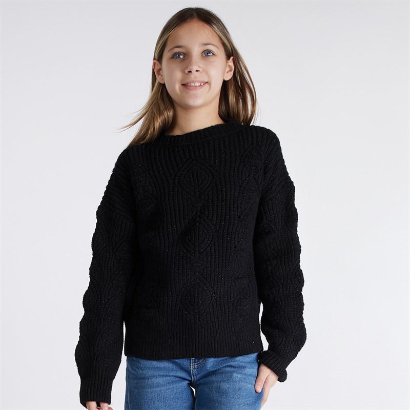 Only Mädchen Rosetta Glitzerpullover Schwarz