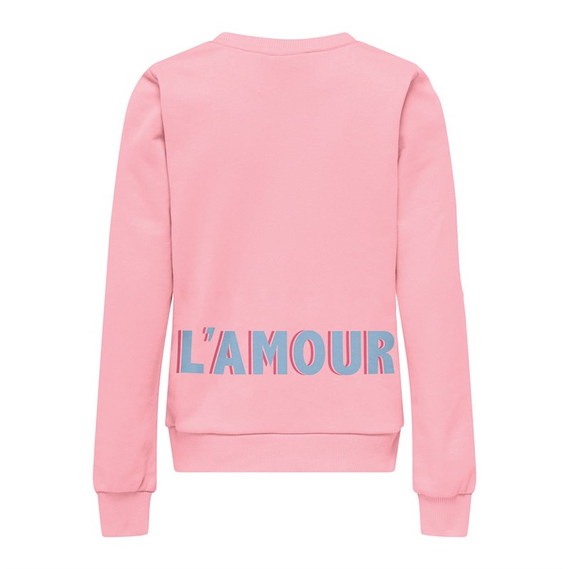 Only Girls Lena Long Sleeve Kindness O-Neck Sweatshirt Tickled Pink