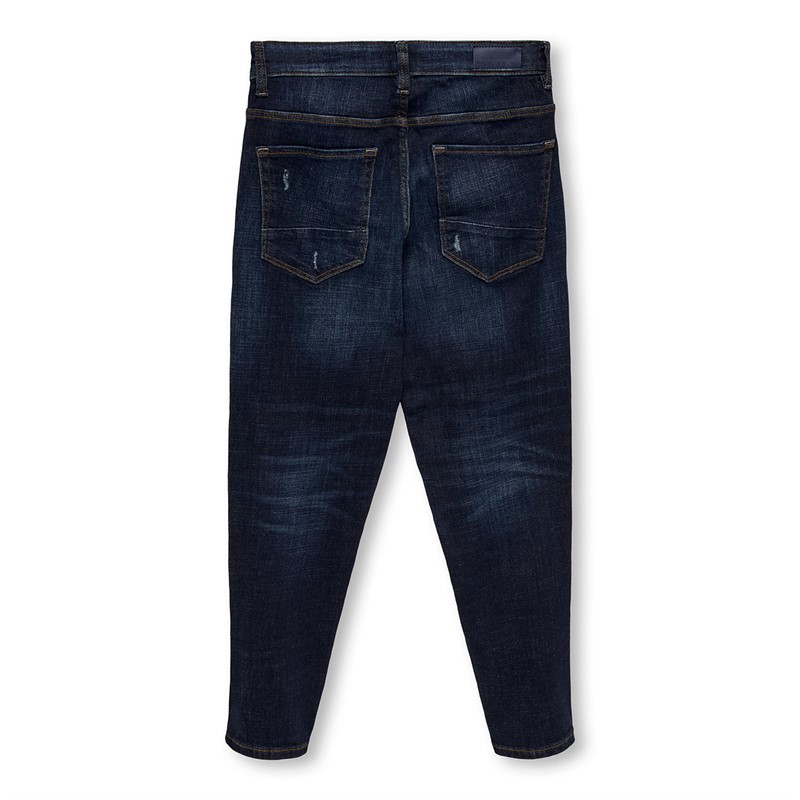 Only Jungen Avi Beam Cropped Paint Jeans in Karotten-Stil Blau