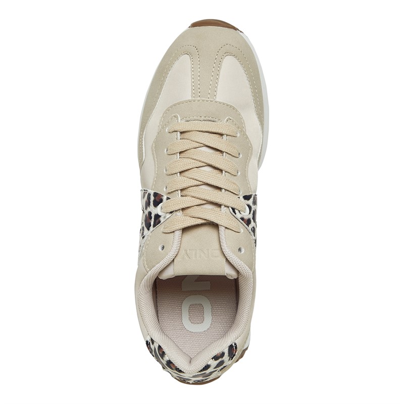 Only Womens Sonic Trainers White/Leopard