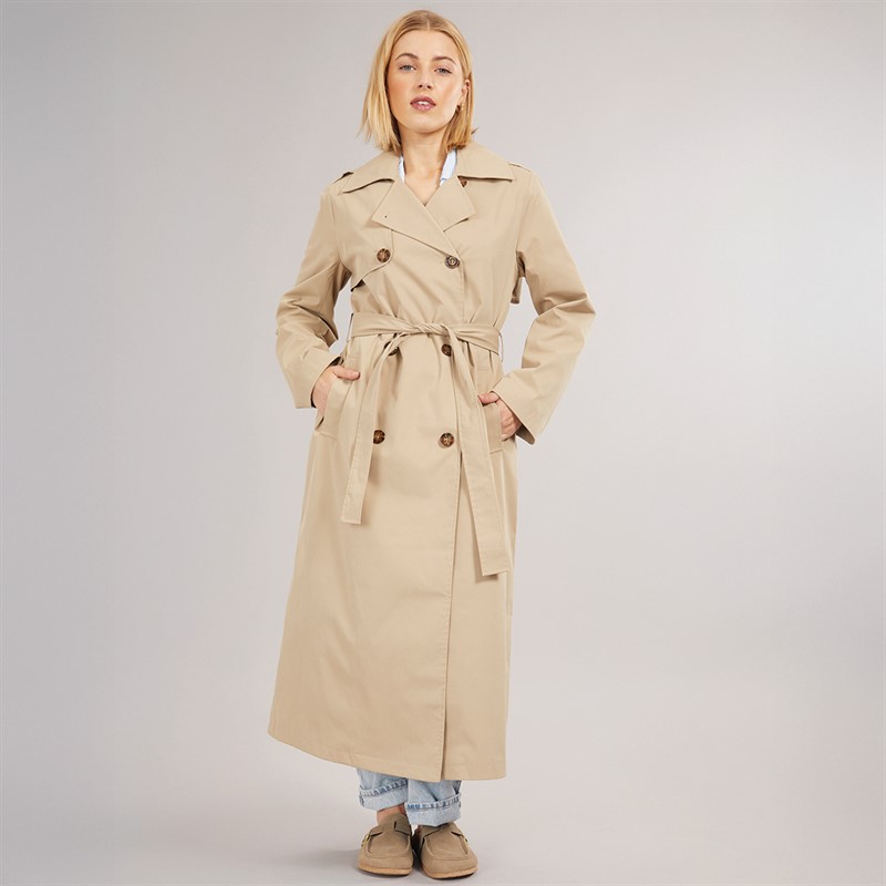 Only Trench-coat long extra Dicte Femme Ecru