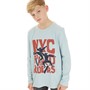 Only Langarm T-Shirt Madison mit Rückenprint Wolkenblau Jungen