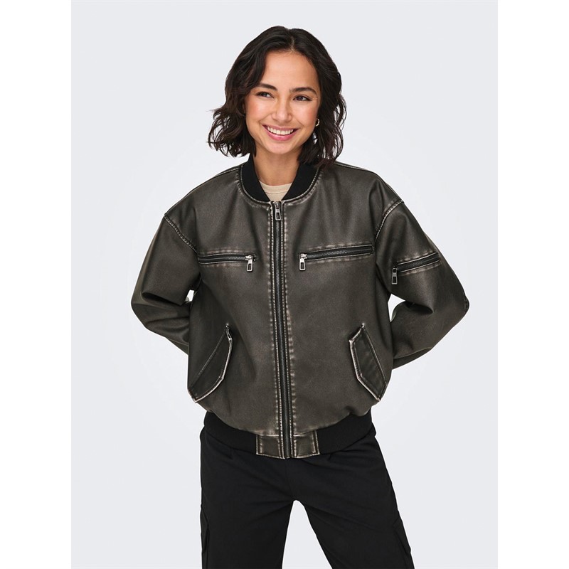 Only Damen Halli Oversized Bomber Jacke Schwarz