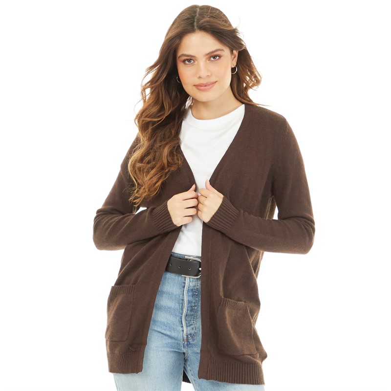 Only Damen Lesly Offener Cardigan Schwarz Kaffee